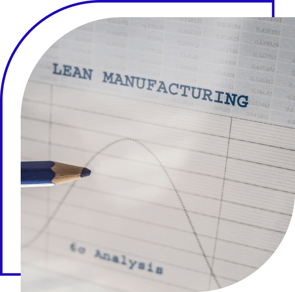 Pencil pointing to graph on Lean Manufacturing.