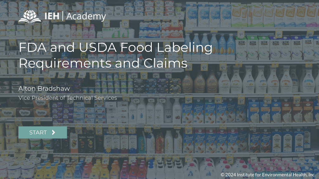 Screenshot one of the course FDA and USDA Food Labeling Claims