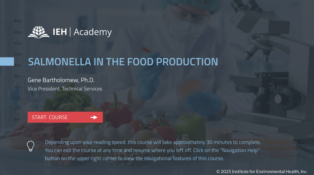 Screenshot one of Salmonella in Food Production