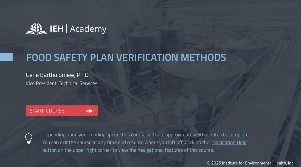 Screenshot one of-Food Safety Plan Verification Methods