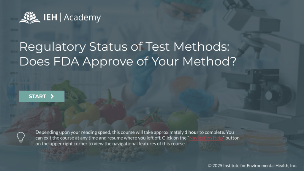 Screenshot 1 of Regulatory Status of Test Methods