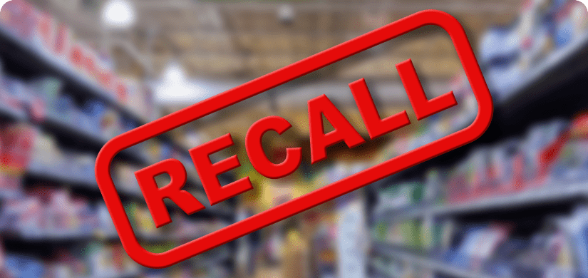 Aisle with Recall logo.