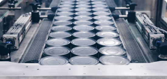 Food manufacturing of food cans.